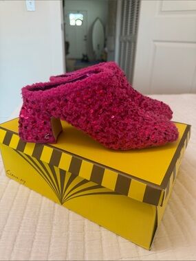 Circus by Sam Edelman Fuchsia Sequin Slip-On Mules